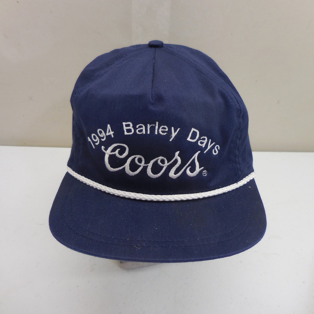 Vintage 1994 Coors Barley Days Hat Navy Blue Rope Snapback Made in USA Cap